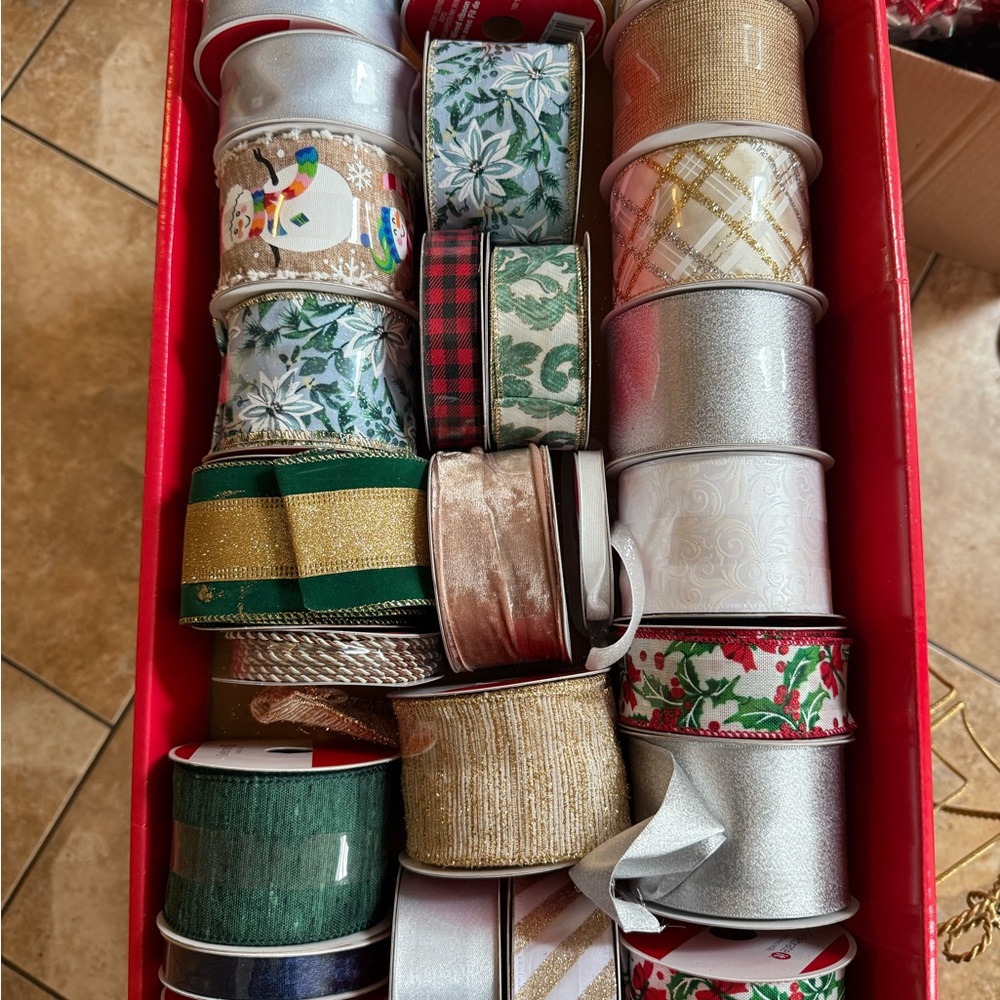 Bundle of  NEW Ribbon Assortment in Red, Green, Gold, White